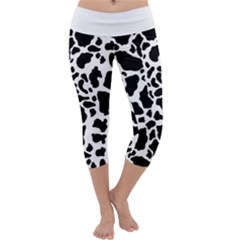 Black On White Cow Skin Capri Yoga Leggings by LoolyElzayat