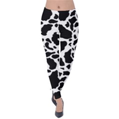 Black On White Cow Skin Velvet Leggings by LoolyElzayat