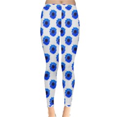 Sunflower Digital Paper Blue Inside Out Leggings by Mariart