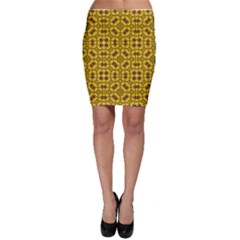 Tile Background Image Graphic Yellow Bodycon Skirt by Pakrebo