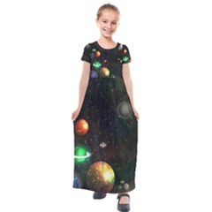 Galactic Kids  Short Sleeve Maxi Dress by WensdaiAmbrose