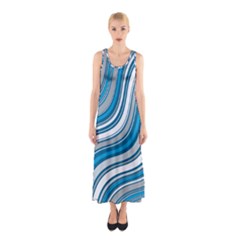 Blue Wave Surges On Sleeveless Maxi Dress by WensdaiAmbrose