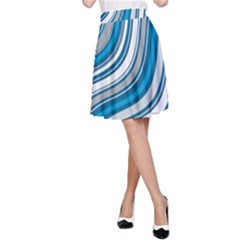 Blue Wave Surges On A-line Skirt by WensdaiAmbrose