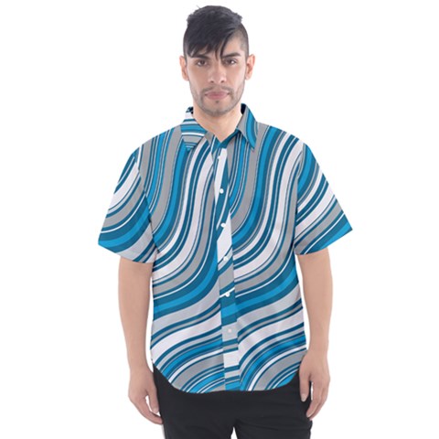 Blue Wave Surges On Men s Short Sleeve Shirt by WensdaiAmbrose