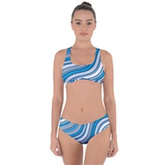 Blue Wave Surges On Criss Cross Bikini Set by WensdaiAmbrose