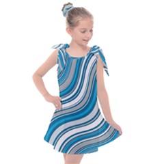 Blue Wave Surges On Kids  Tie Up Tunic Dress by WensdaiAmbrose