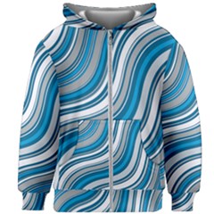 Blue Wave Surges On Kids  Zipper Hoodie Without Drawstring by WensdaiAmbrose