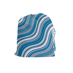 Blue Wave Surges On Drawstring Pouch (large) by WensdaiAmbrose