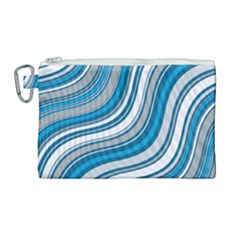 Blue Wave Surges On Canvas Cosmetic Bag (large) by WensdaiAmbrose