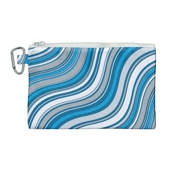 Blue Wave Surges On Canvas Cosmetic Bag (Large)