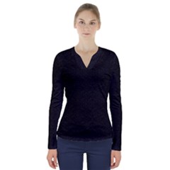 Classic Black Gray Pattern  V-neck Long Sleeve Top by RedPanda