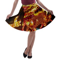 Dragon Lights A-line Skater Skirt by Riverwoman