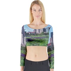 Lurie Garden Salvia River Long Sleeve Crop Top by Riverwoman