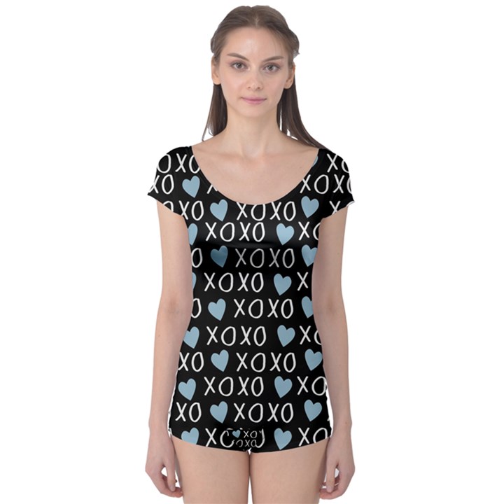 XO Valentines day pattern Boyleg Leotard 