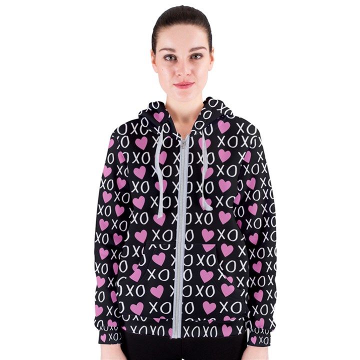 XO Valentines day pattern Women s Zipper Hoodie