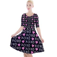 Xo Valentines Day Pattern Quarter Sleeve A-line Dress by Valentinaart