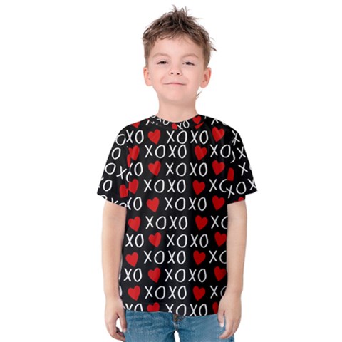 Xo Valentines Day Pattern Kids  Cotton Tee by Valentinaart