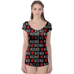 Xo Valentines Day Pattern Boyleg Leotard  by Valentinaart