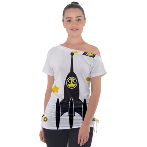 Spacecraft Star Emoticon Travel Tie-up Tee by Wegoenart