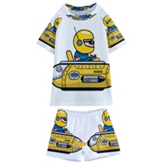 Cartoon Space Racer Galaxy Science Kids  Swim Tee And Shorts Set by Wegoenart