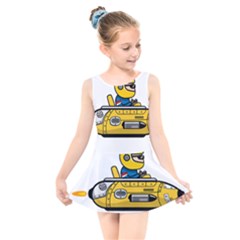 Cartoon Space Racer Galaxy Science Kids  Skater Dress Swimsuit by Wegoenart