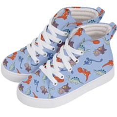 Dinosaurs - Baby Blue Kids  Hi-top Skate Sneakers by WensdaiAmbrose