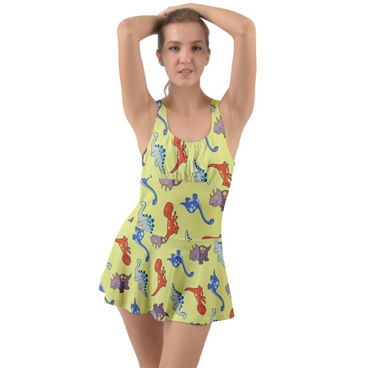 Dinosaurs - Yellow Finch Ruffle Top Dress Swimsuit