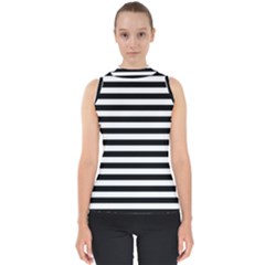 Black Stripes Mock Neck Shell Top by snowwhitegirl