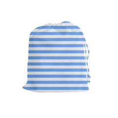 Blue Stripes Drawstring Pouch (large) by snowwhitegirl