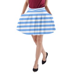 Blue Stripes A-line Pocket Skirt by snowwhitegirl