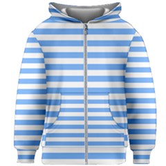 Blue Stripes Kids  Zipper Hoodie Without Drawstring by snowwhitegirl