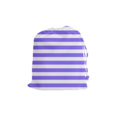 Lilac Purple Stripes Drawstring Pouch (medium) by snowwhitegirl