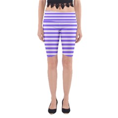 Lilac Purple Stripes Yoga Cropped Leggings by snowwhitegirl