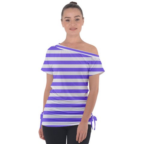 Lilac Purple Stripes Tie-up Tee by snowwhitegirl