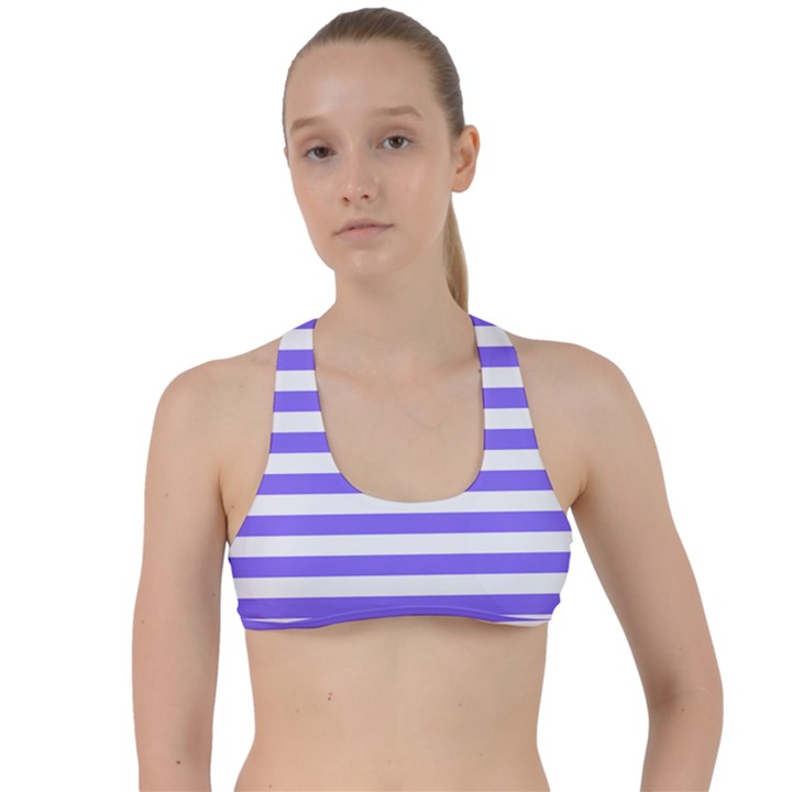 Lilac Purple Stripes Criss Cross Racerback Sports Bra