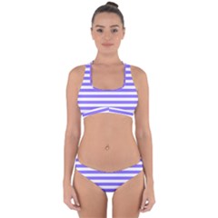 Lilac Purple Stripes Cross Back Hipster Bikini Set by snowwhitegirl