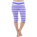 Lilac Purple Stripes Lightweight Velour Cropped Yoga Leggings View1