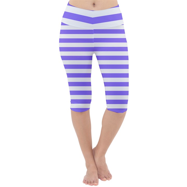 Lilac Purple Stripes Lightweight Velour Cropped Yoga Leggings