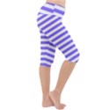 Lilac Purple Stripes Lightweight Velour Cropped Yoga Leggings View3