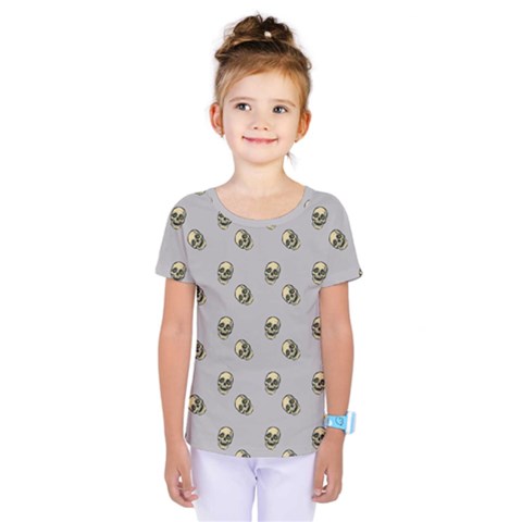 Skull Grey Pattern Kids  One Piece Tee by snowwhitegirl