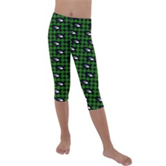 Eyes Green Plaid Kids  Lightweight Velour Capri Leggings  by snowwhitegirl