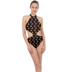 Kawaii Chips Black Halter Side Cut Swimsuit by snowwhitegirl