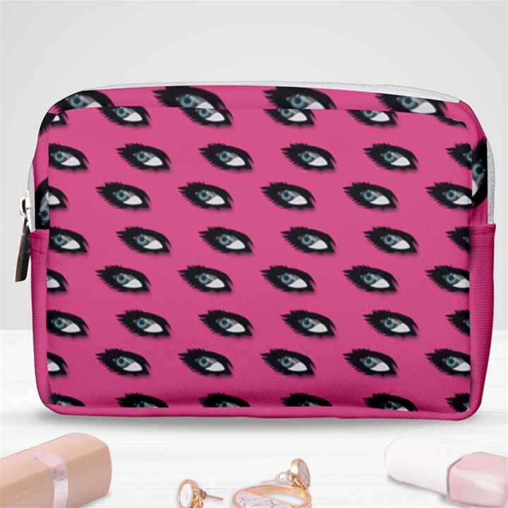 Eyes Dark Pink Make Up Pouch (Medium)