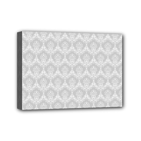 Damask Grey Mini Canvas 7  X 5  (stretched) by snowwhitegirl