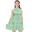 Ornamental Green Halter Neckline Chiffon Dress  View1