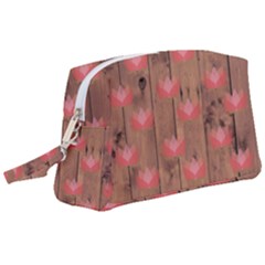 Zen Lotus Wood Wall Wristlet Pouch Bag (large) by snowwhitegirl