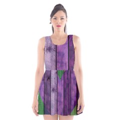 Wood Wall Heart Purple Green Scoop Neck Skater Dress by snowwhitegirl