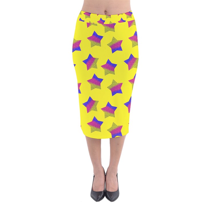 Ombre Glitter  Star Pattern Velvet Midi Pencil Skirt