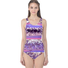 Abstract Pastel Pink Blue One Piece Swimsuit by snowwhitegirl