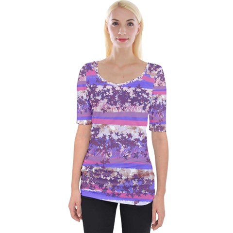 Abstract Pastel Pink Blue Wide Neckline Tee by snowwhitegirl